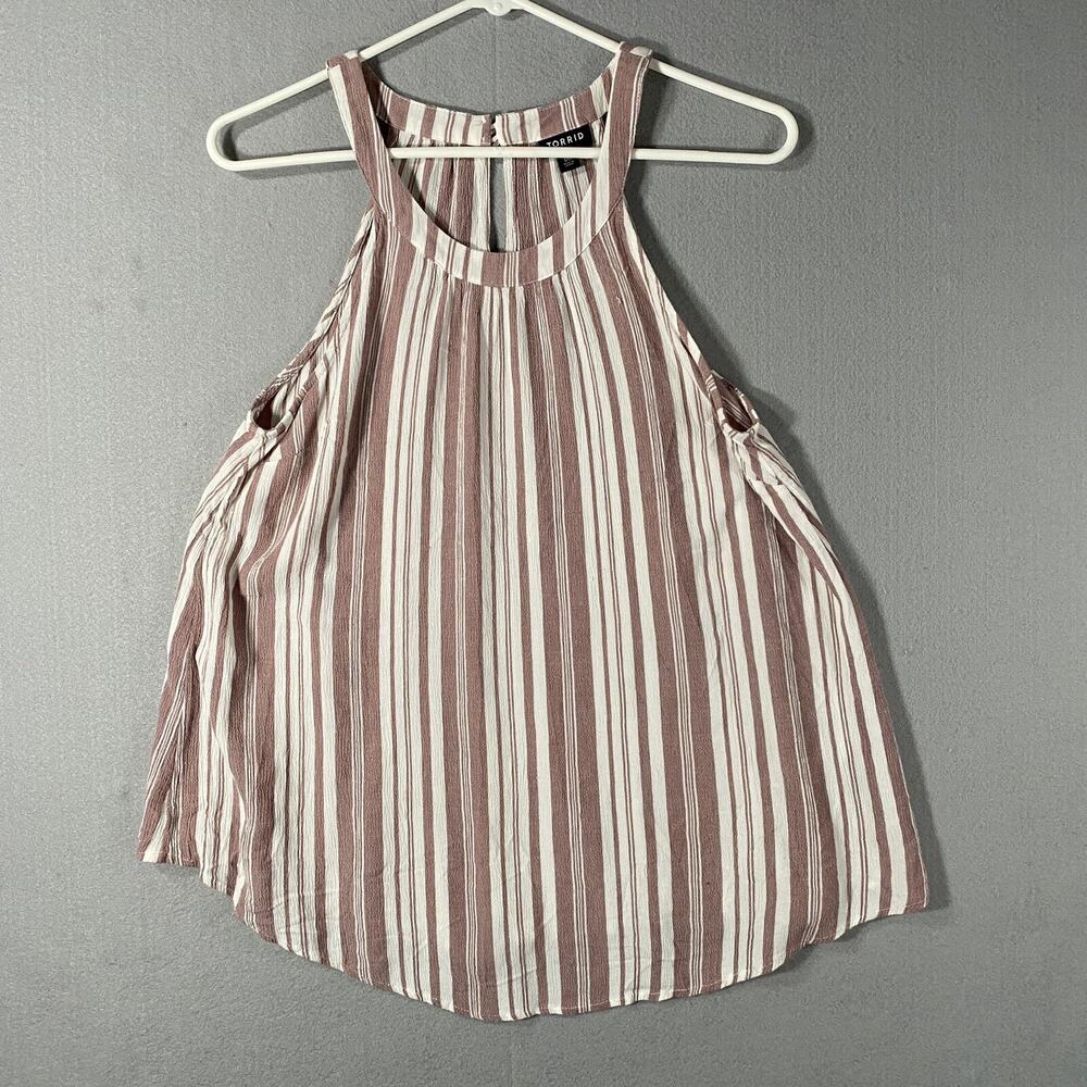 Torrid Goddess Tunic Striped Sleeveless Shirt Red Womans Size M/L 00